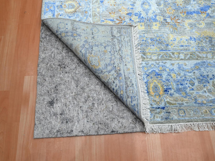 9'1" x 12'0" New Hand Knotted Brown Wool & Pure Silk Rectangle Oriental Rug - MOA10275707