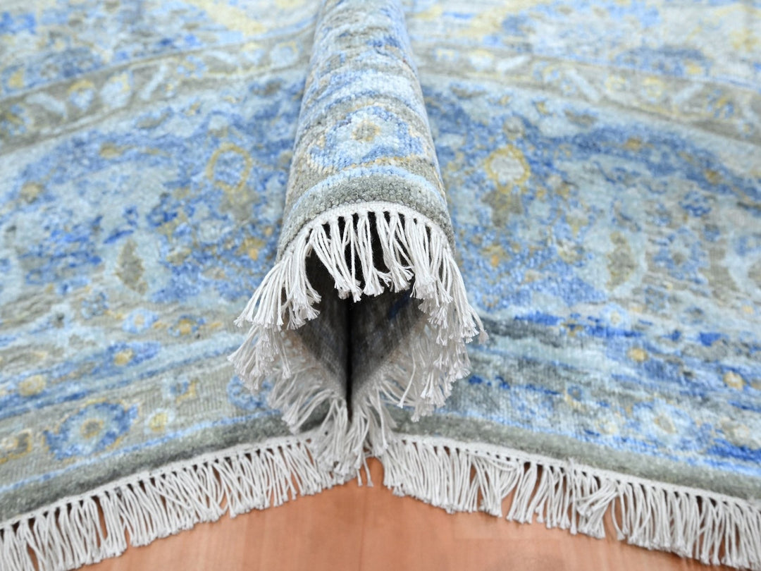 9'1" x 12'0" New Hand Knotted Brown Wool & Pure Silk Rectangle Oriental Rug - MOA10275707