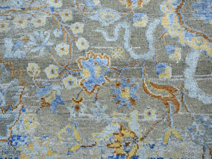 9'1" x 12'0" New Hand Knotted Brown Wool & Pure Silk Rectangle Oriental Rug - MOA10275707