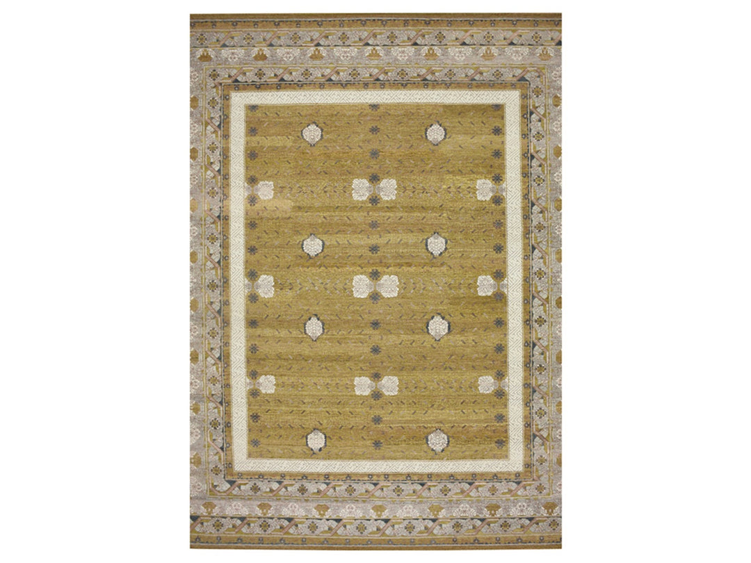 12'1" x 15'2" New Hand Knotted Yellow Wool Rectangle Oriental Rug - MOA10275721