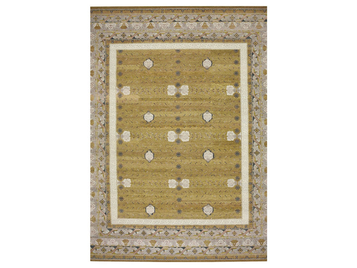 12'1" x 15'2" New Hand Knotted Yellow Wool Rectangle Oriental Rug - MOA10275721