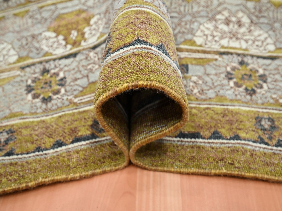 12'1" x 15'2" New Hand Knotted Yellow Wool Rectangle Oriental Rug - MOA10275721