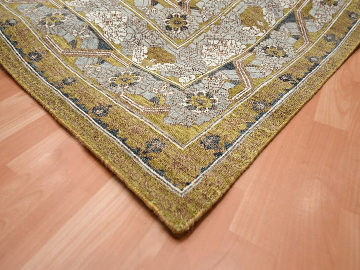 12'1" x 15'2" New Hand Knotted Yellow Wool Rectangle Oriental Rug - MOA10275721