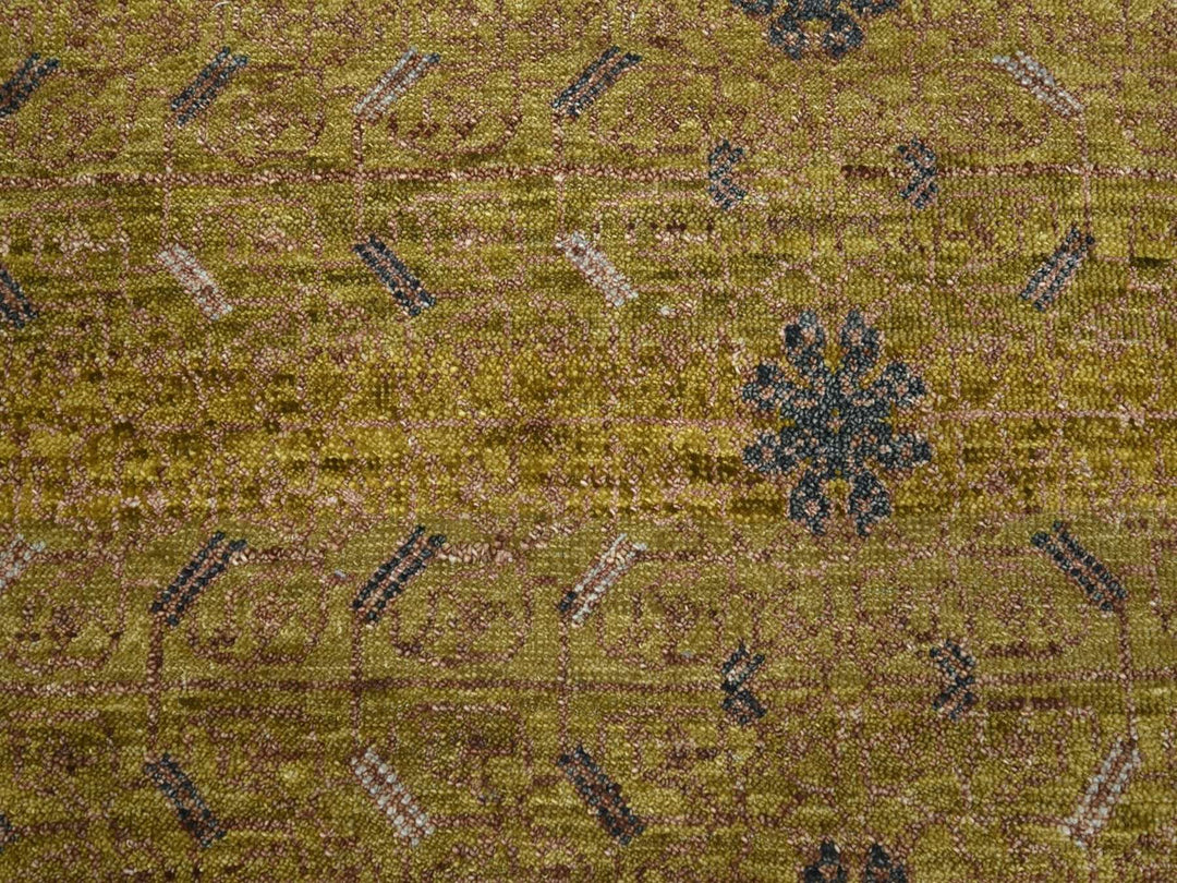 12'1" x 15'2" New Hand Knotted Yellow Wool Rectangle Oriental Rug - MOA10275721