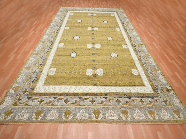 10'0" x 14'3" New Hand Knotted Yellow Wool Rectangle Oriental Rug - MOA10275722