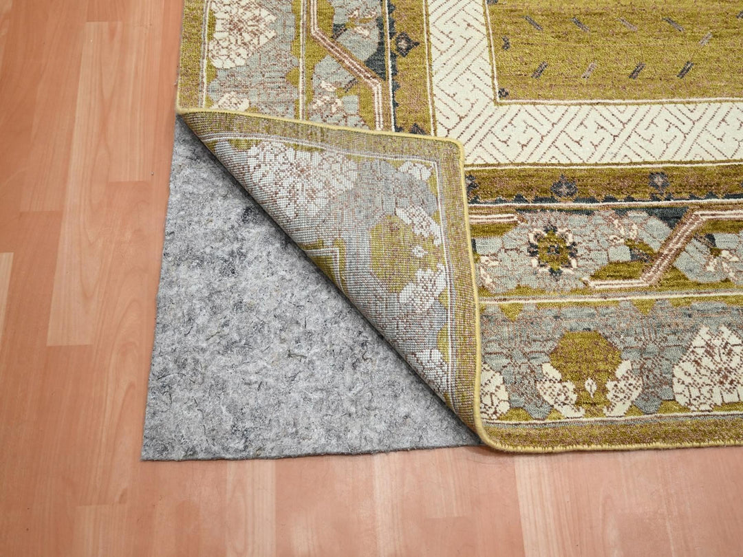 10'0" x 14'3" New Hand Knotted Yellow Wool Rectangle Oriental Rug - MOA10275722