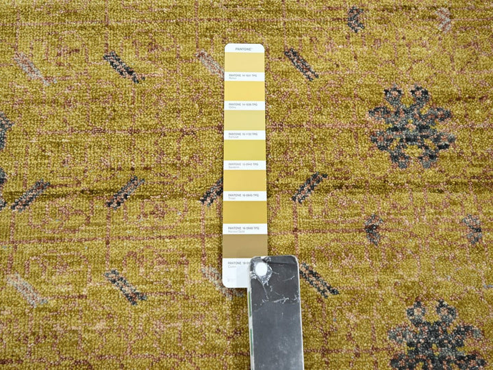 10'0" x 14'3" New Hand Knotted Yellow Wool Rectangle Oriental Rug - MOA10275722