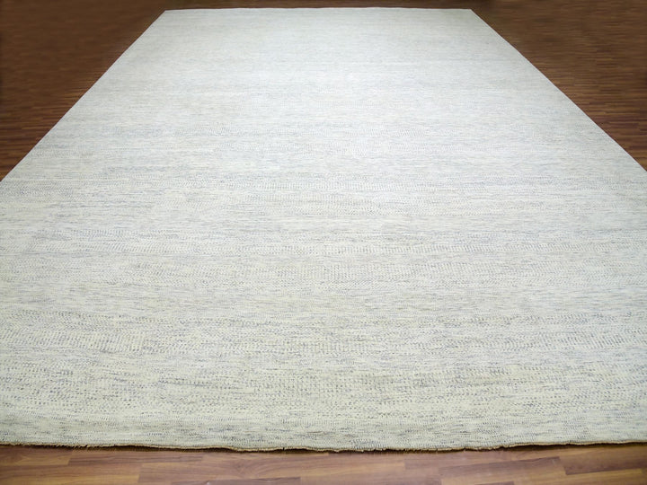 15'0" x 19'11" New Hand Knotted Ivory Wool Rectangle Oriental Rug - MOA10276004