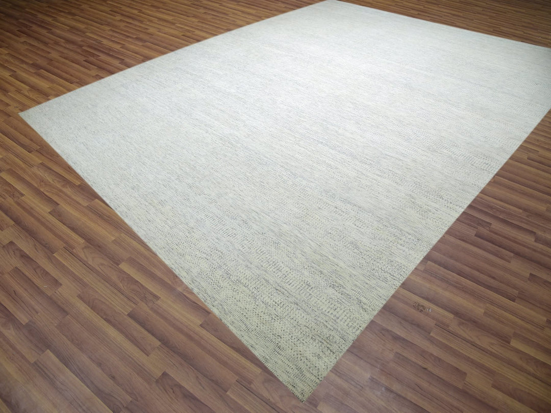 15'0" x 19'11" New Hand Knotted Ivory Wool Rectangle Oriental Rug - MOA10276004