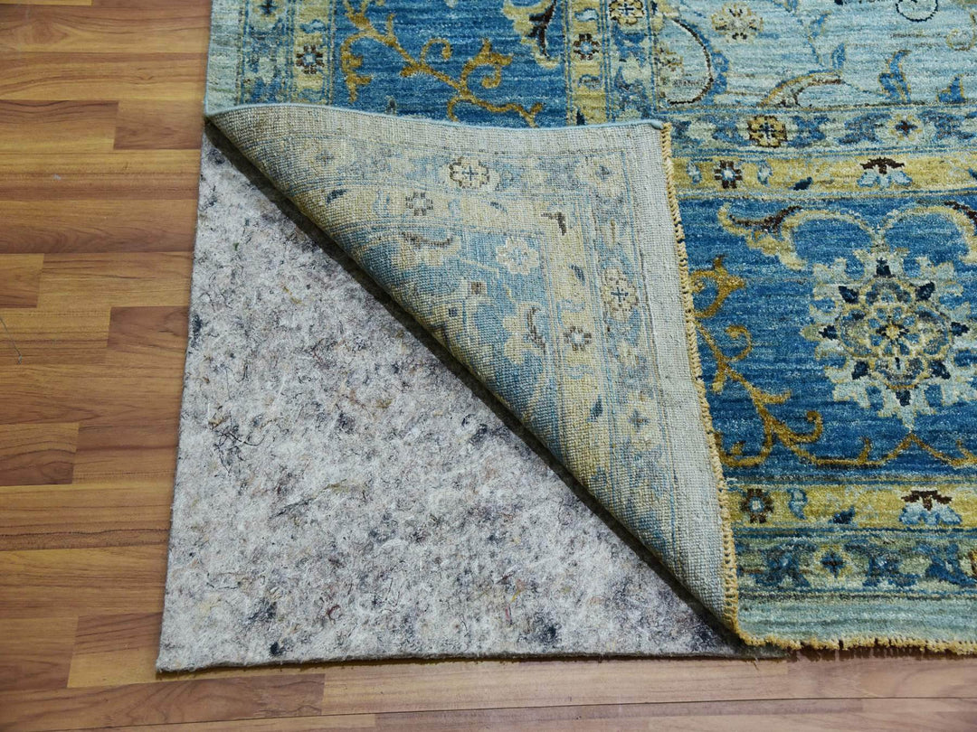 11'10" x 15'0" New Hand Knotted Blue Wool Rectangle Oriental Rug - MOA10276056