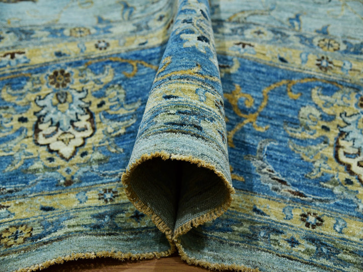 11'10" x 15'0" New Hand Knotted Blue Wool Rectangle Oriental Rug - MOA10276056