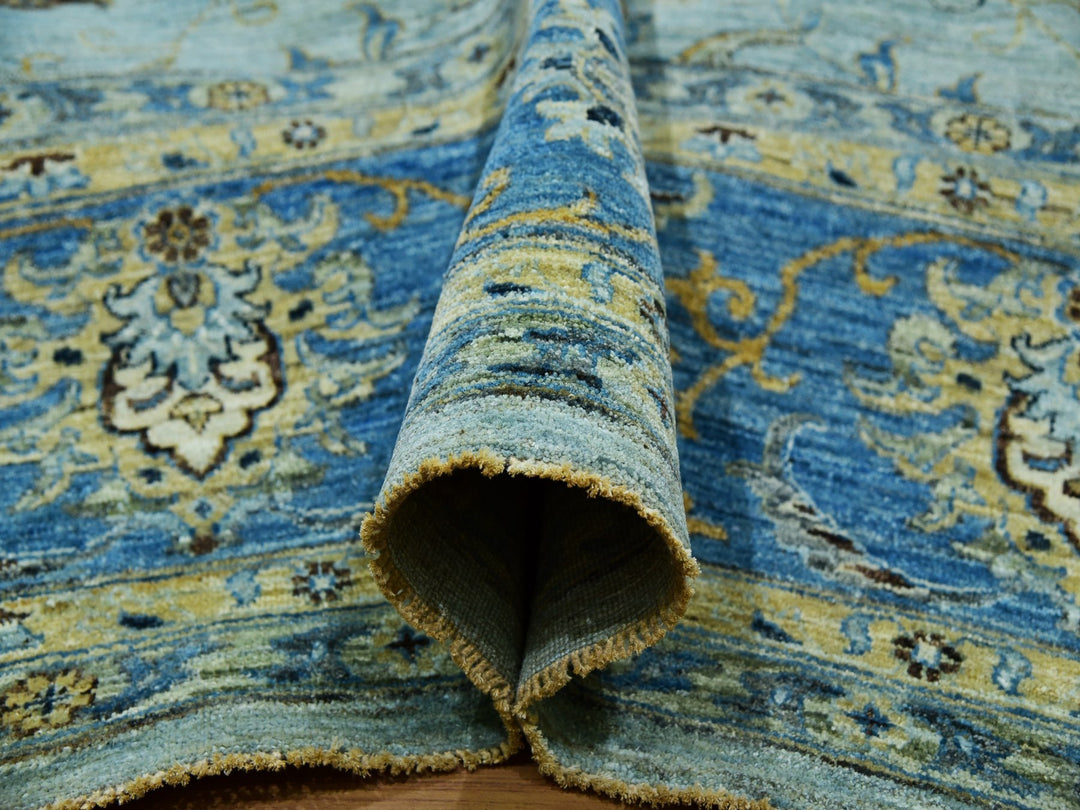 11'10" x 15'0" New Hand Knotted Blue Wool Rectangle Oriental Rug - MOA10276056