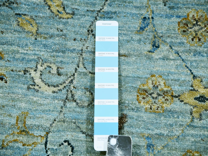 11'10" x 15'0" New Hand Knotted Blue Wool Rectangle Oriental Rug - MOA10276056