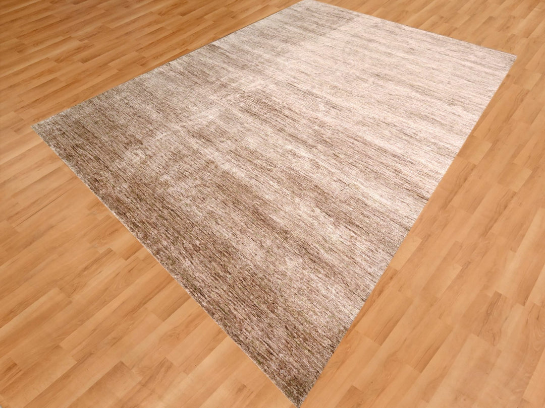 8'11" x 12'0" New Hand Knotted Brown Sari Silk Rectangle Oriental Rug - MOA10276073