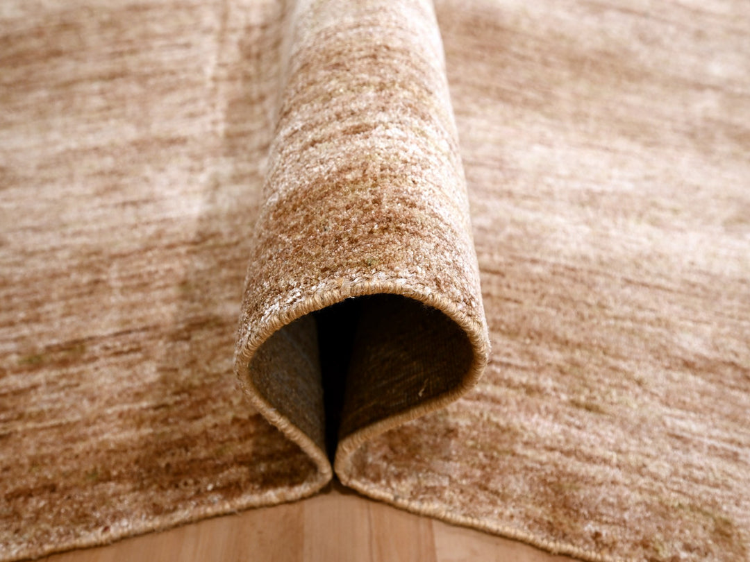 8'11" x 12'0" New Hand Knotted Brown Sari Silk Rectangle Oriental Rug - MOA10276073