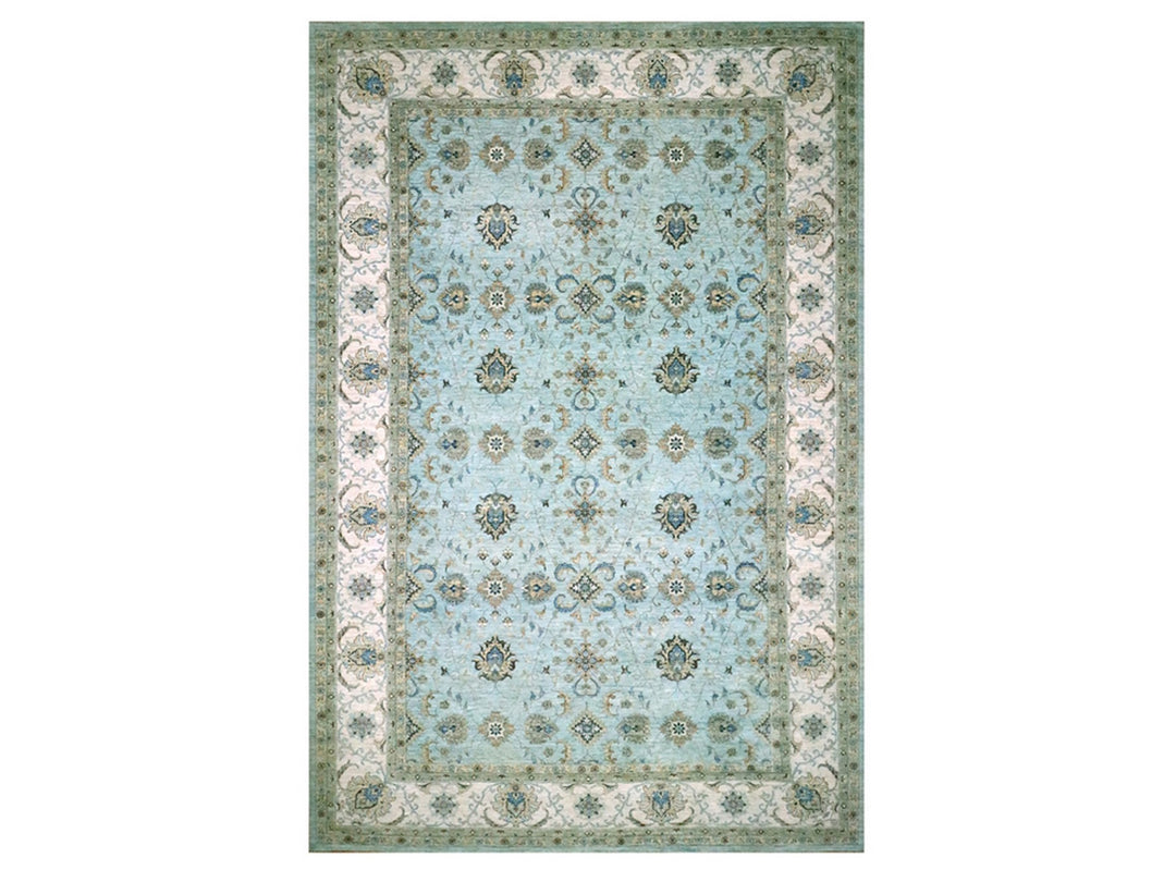 12'0" x 18'1" New Hand Knotted Blue Wool Rectangle Oriental Rug - MOA10276106