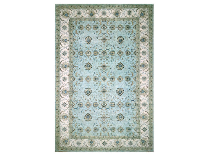 12'0" x 18'1" New Hand Knotted Blue Wool Rectangle Oriental Rug - MOA10276106