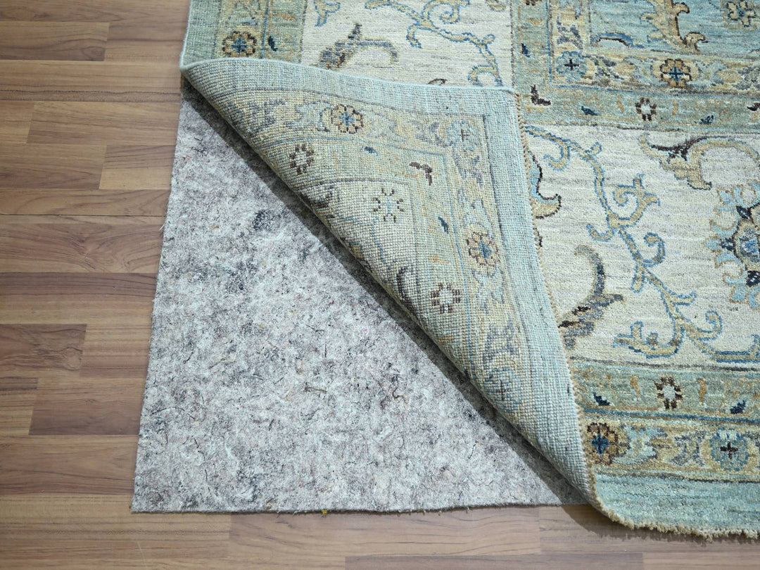 12'0" x 18'1" New Hand Knotted Blue Wool Rectangle Oriental Rug - MOA10276106