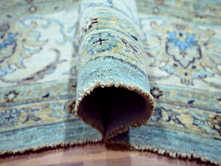 12'0" x 18'1" New Hand Knotted Blue Wool Rectangle Oriental Rug - MOA10276106