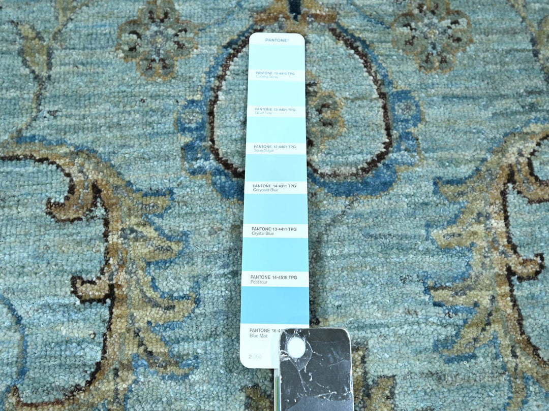 12'0" x 18'1" New Hand Knotted Blue Wool Rectangle Oriental Rug - MOA10276106