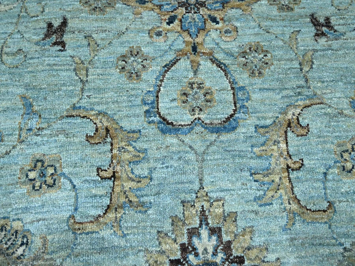 12'0" x 18'1" New Hand Knotted Blue Wool Rectangle Oriental Rug - MOA10276106