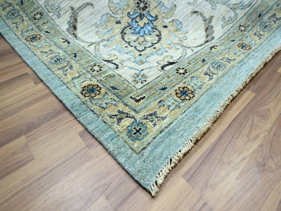 12'2" x 15'3" New Hand Knotted Blue Wool Rectangle Oriental Rug - MOA10276107