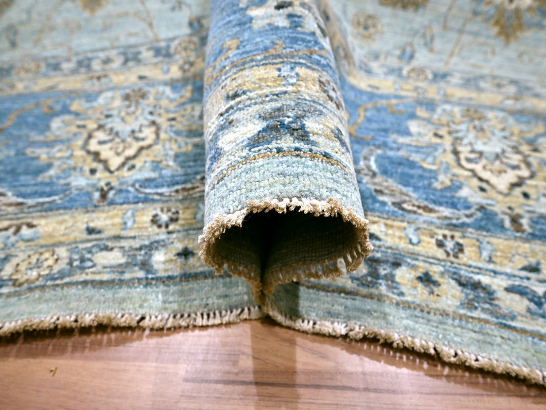 11'11" x 17'11" New Hand Knotted Blue Wool Rectangle Oriental Rug - MOA10276121