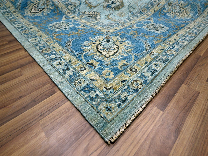 11'11" x 17'11" New Hand Knotted Blue Wool Rectangle Oriental Rug - MOA10276121