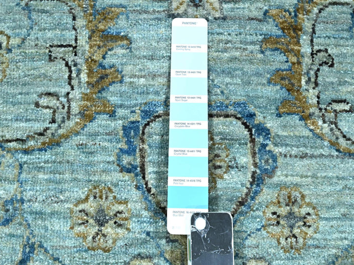 11'11" x 17'11" New Hand Knotted Blue Wool Rectangle Oriental Rug - MOA10276121