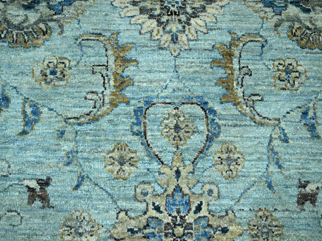 11'11" x 17'11" New Hand Knotted Blue Wool Rectangle Oriental Rug - MOA10276121