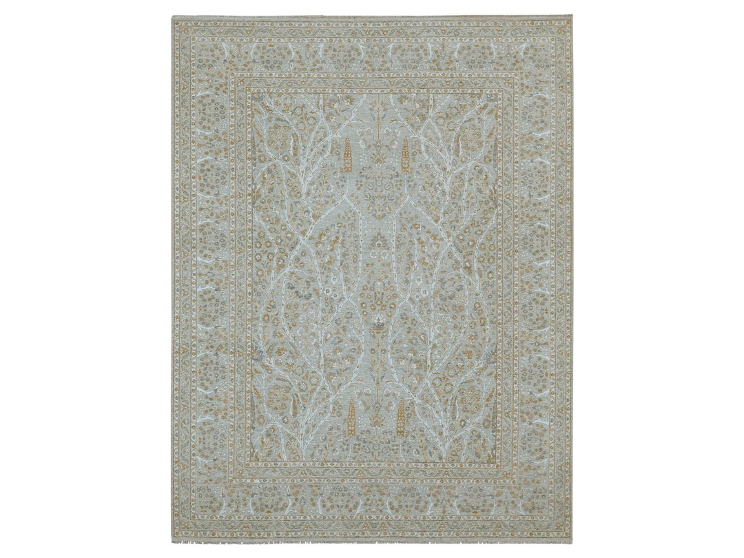 9'2" x 12'0" New Hand Knotted Grey Wool Rectangle Oriental Rug - MOA10276160