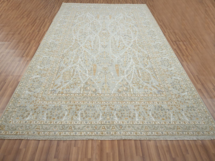 9'2" x 12'0" New Hand Knotted Grey Wool Rectangle Oriental Rug - MOA10276160