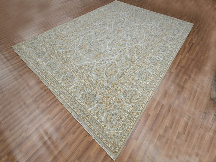 9'2" x 12'0" New Hand Knotted Grey Wool Rectangle Oriental Rug - MOA10276160