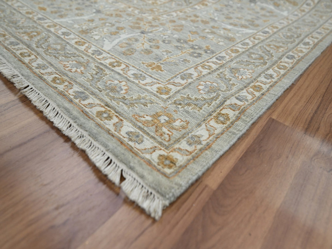 9'2" x 12'0" New Hand Knotted Grey Wool Rectangle Oriental Rug - MOA10276160