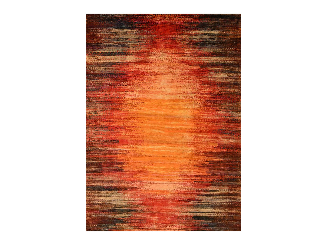 9'10" x 14'1" New Hand Knotted Yellow Sari Silk Rectangle Oriental Rug - MOA10276172