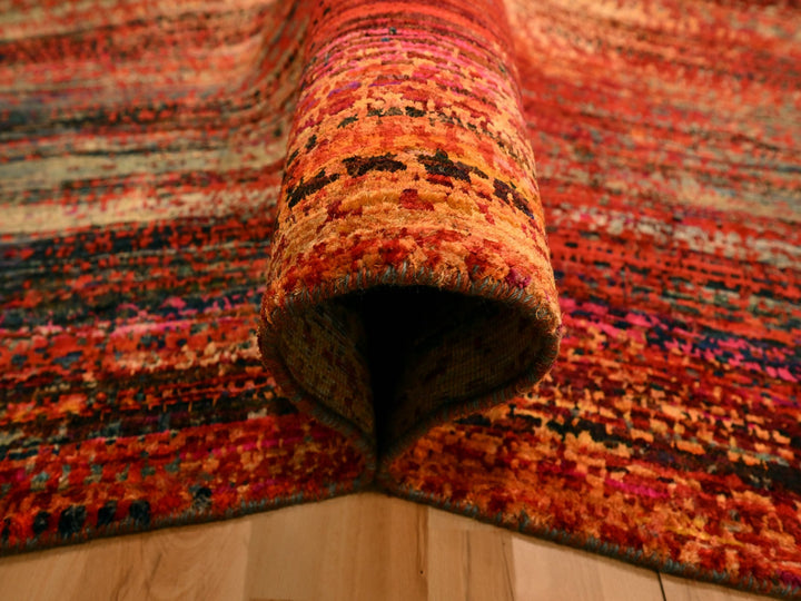 9'10" x 14'1" New Hand Knotted Yellow Sari Silk Rectangle Oriental Rug - MOA10276172