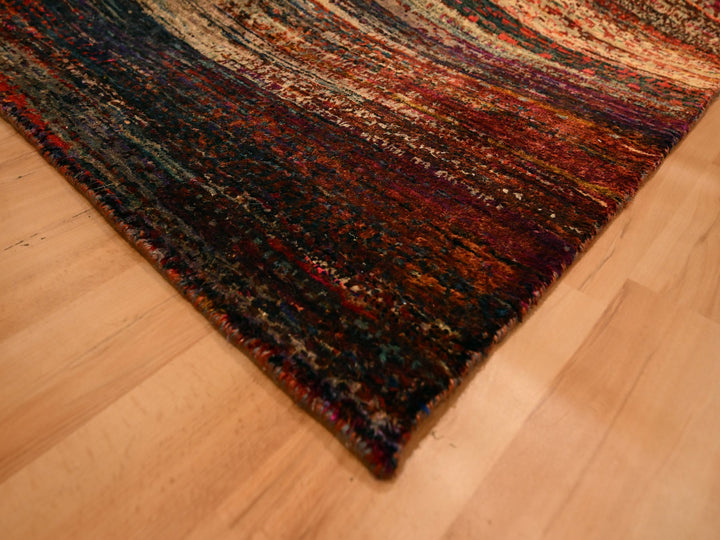 9'10" x 14'1" New Hand Knotted Yellow Sari Silk Rectangle Oriental Rug - MOA10276172