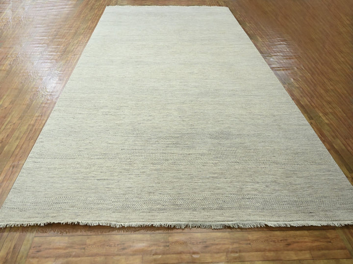 10'0" x 14'0" New Hand Loomed Ivory Wool & Silk Rectangle Oriental Rug - MOA10276335