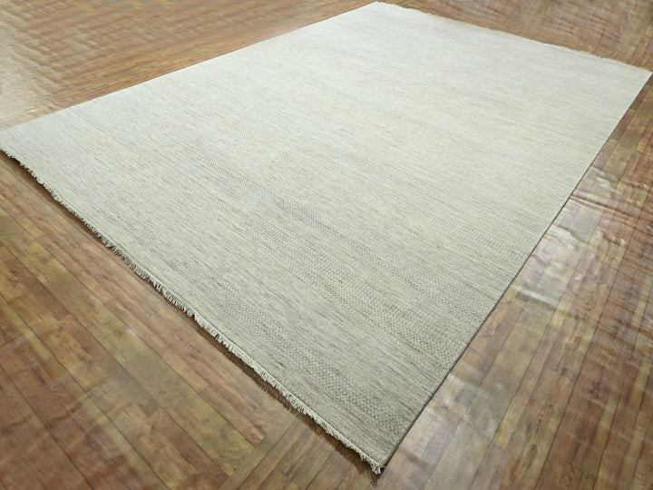 10'0" x 14'0" New Hand Loomed Ivory Wool & Silk Rectangle Oriental Rug - MOA10276335