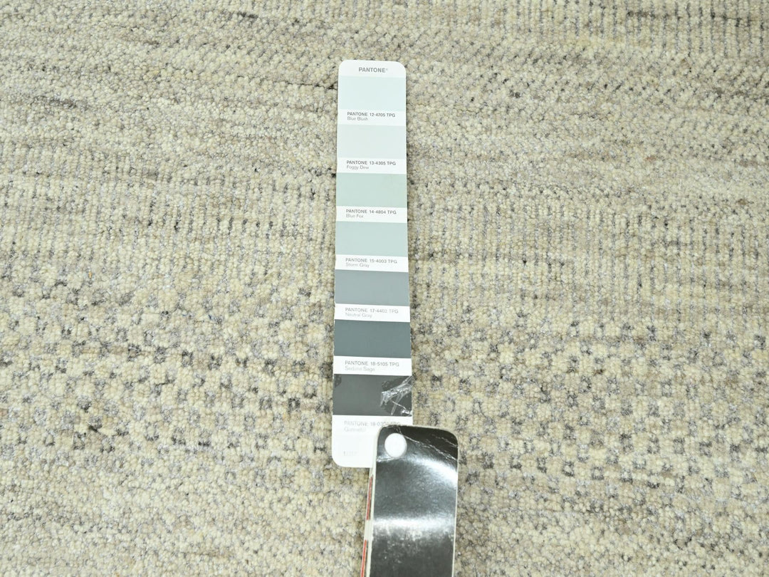 10'0" x 14'0" New Hand Loomed Ivory Wool & Silk Rectangle Oriental Rug - MOA10276335