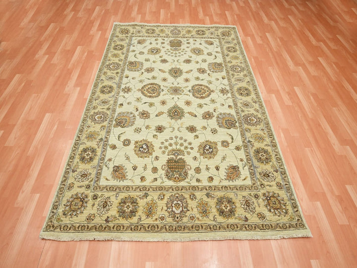 5'6" x 8'1" New Hand Knotted Ivory Wool Rectangle Oriental Rug - MOA10276356