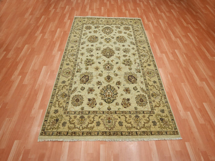 5'6" x 8'0" New Hand Knotted Beige Wool Rectangle Oriental Rug - MOA10276357