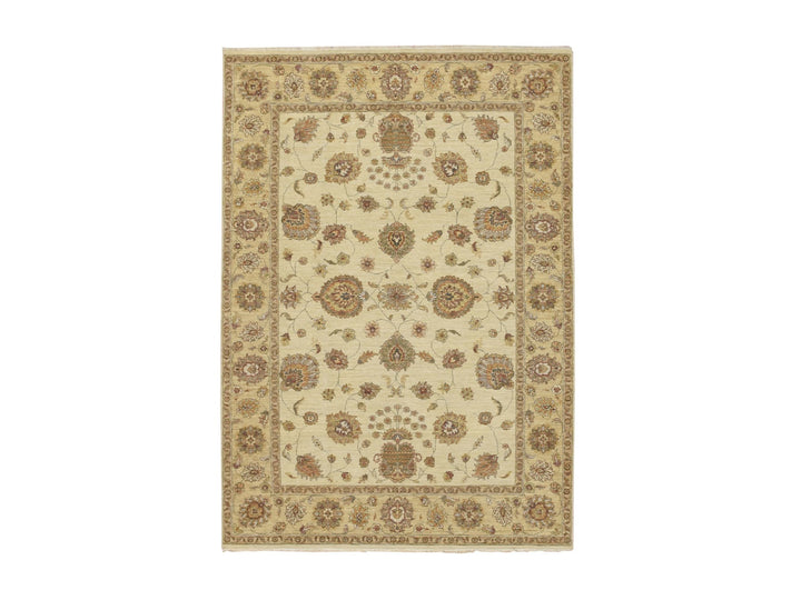 5'7" x 8'0" New Hand Knotted Ivory Wool Rectangle Oriental Rug - MOA10276358