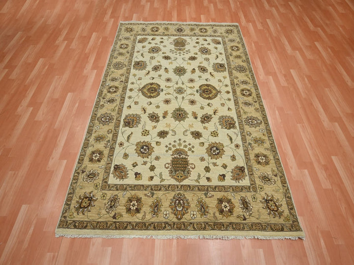 5'6" x 7'11" New Hand Knotted Ivory Wool Rectangle Oriental Rug - MOA10276359