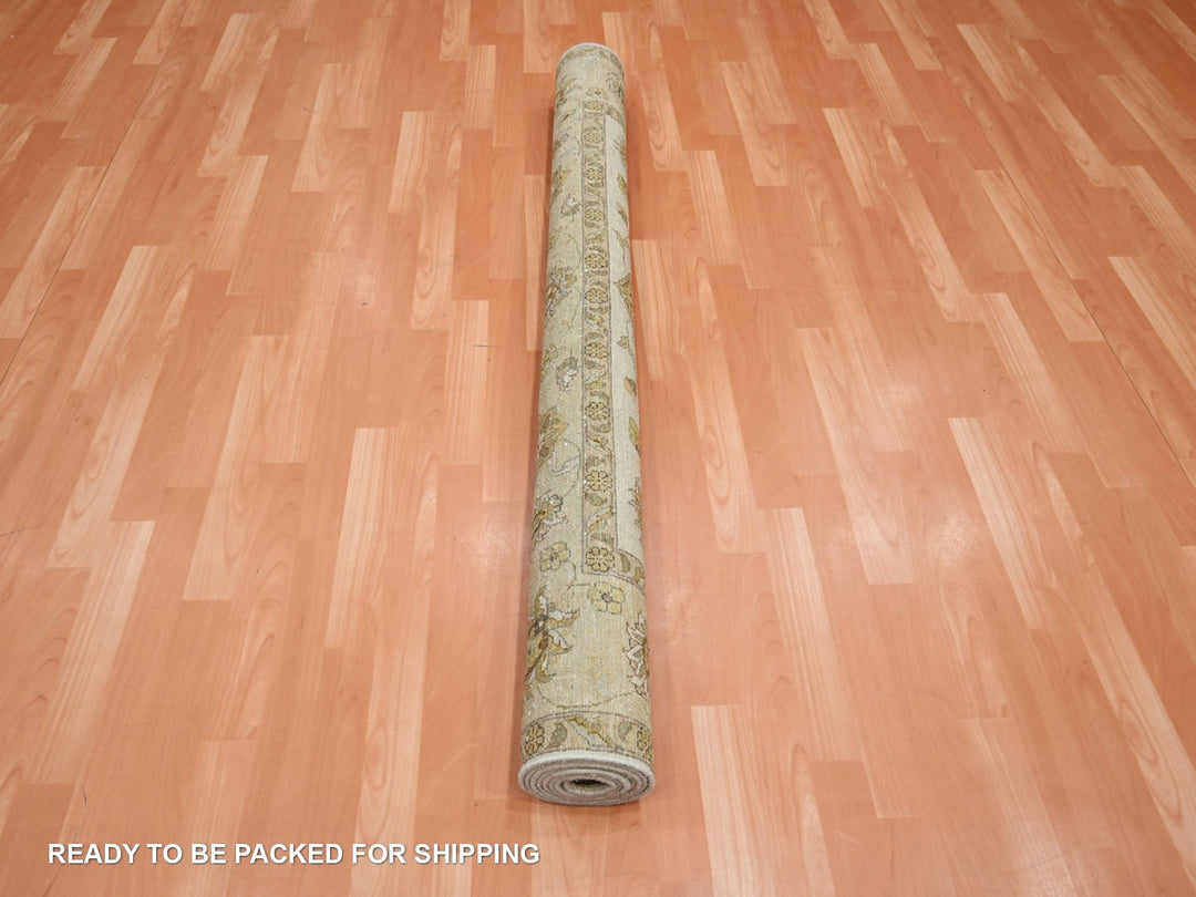 5'6" x 7'11" New Hand Knotted Ivory Wool Rectangle Oriental Rug - MOA10276359