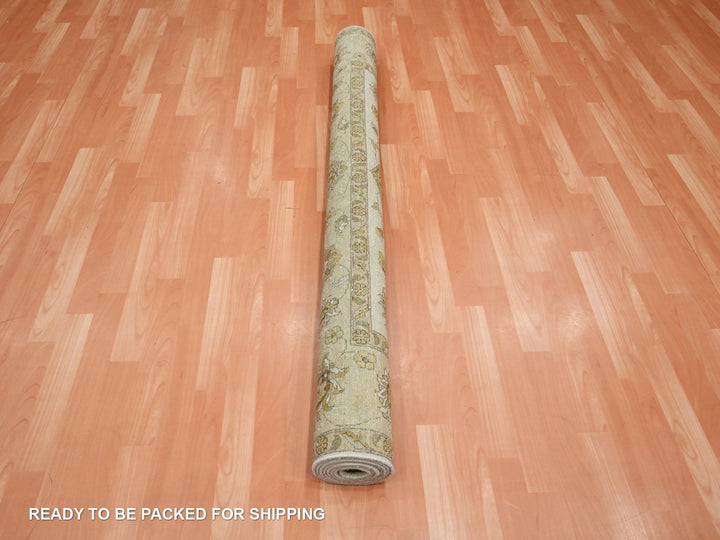 5'6" x 7'11" New Hand Knotted Ivory Wool Rectangle Oriental Rug - MOA10276359