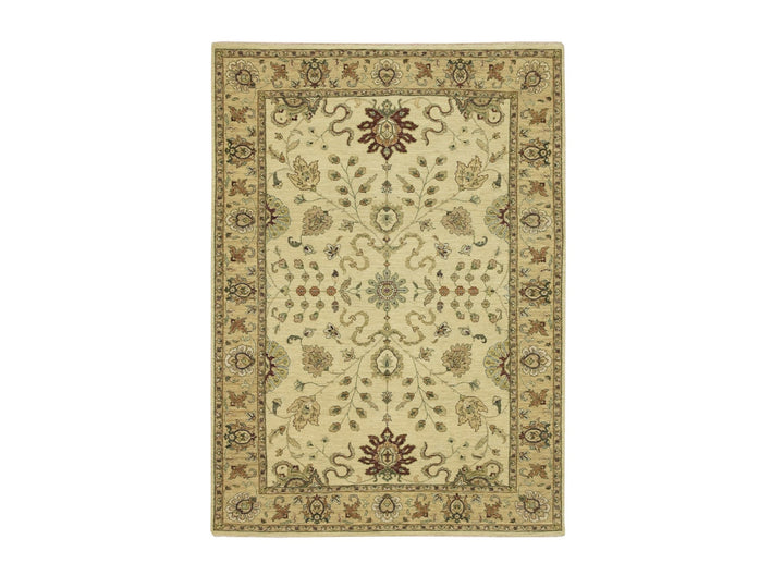 5'8" x 7'10" New Hand Knotted Ivory Wool Rectangle Oriental Rug - MOA10276360