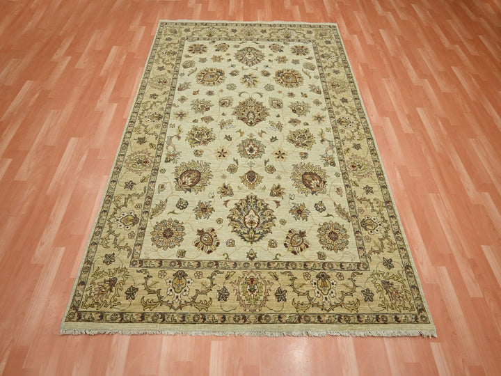 5'6" x 8'1" New Hand Knotted Ivory Wool Rectangle Oriental Rug - MOA10276361