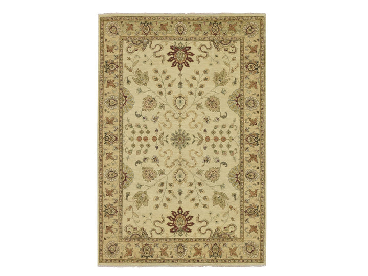 5'5" x 8'1" New Hand Knotted Ivory Wool Rectangle Oriental Rug - MOA10276362