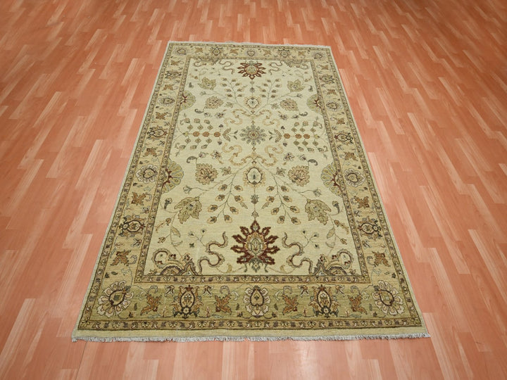 5'5" x 8'1" New Hand Knotted Ivory Wool Rectangle Oriental Rug - MOA10276362